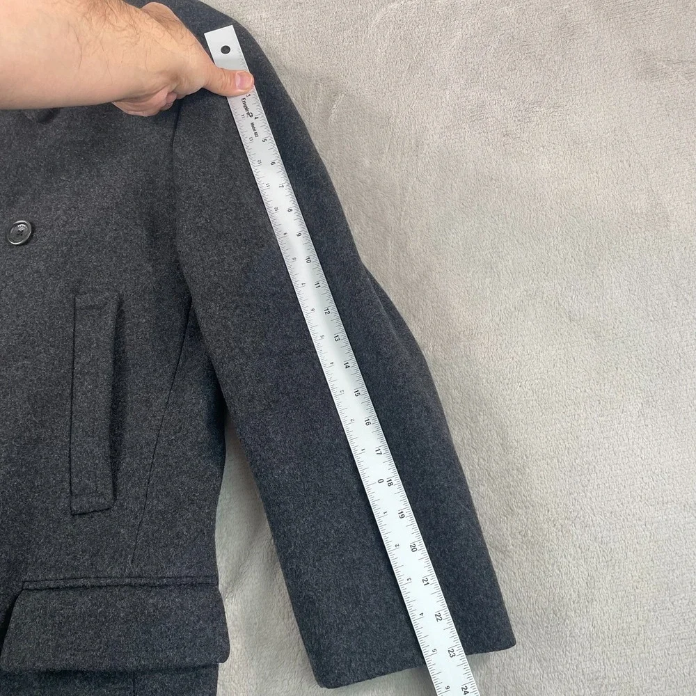Vintage Banana‎ Republic Pea Coat Men Medium Grey Wool Cashmere Double Breasted